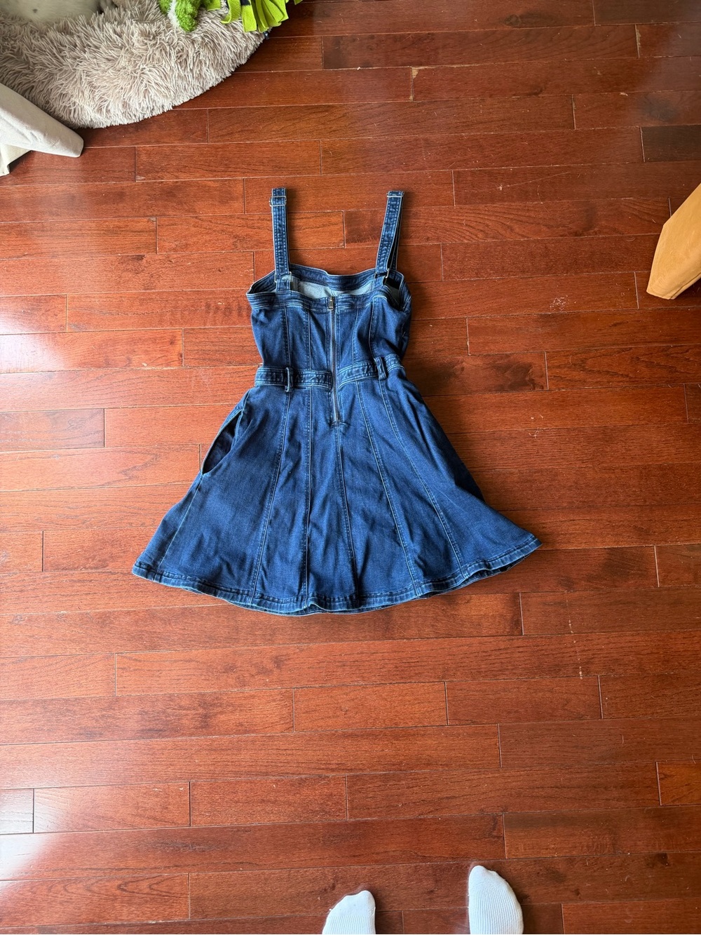 Free People Blue Denim Pinafore Mini Dress